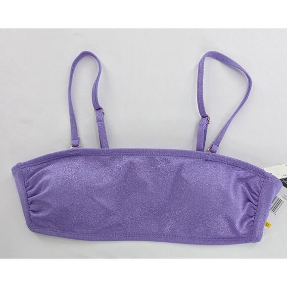 Juniors Purple Metallic Bikini Bandeau Top Convertible - Picture 4 of 10